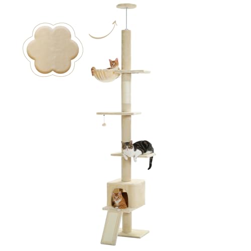 PETEPELA PETEPELA Floor to Ceiling Cat Tree, 83-108" Adjustable Tall T — Design and materials in detail