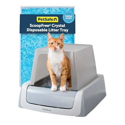 PetSafe ScoopFree Crystal Pro Legacy Self-Cleaning Automatic Cat Litter Box - Front-Entry Motion-Sensing Cat Box with Integrated Health Counter - Includes 1 Disposable Crystal Litter Tray