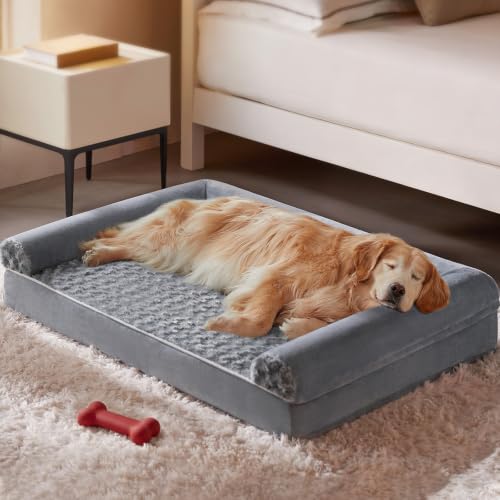 BFPETHOME Orthopedic Washable Dog Beds Large Sized Senior Dog for Comfy Sleeping with Removable Cover, Waterproof Big Soft Pet Couch Bed for Dogs Rerlax