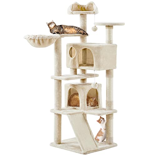 Topeakmart Topeakmart 57 inches Multi-Level Cat Tree Cat Condo with Sc — Build quality and design details up close