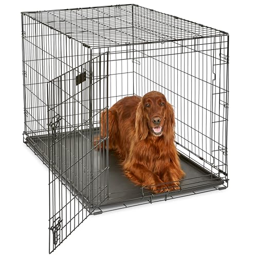 MidWest Homes for Pets 42-Inch iCrate for Large Breeds, 71-90 lbs, Single Door Folding Dog Crate with Divider Panel, Leak-Proof Tray & Secure Latch, Portable, Durable & Easy to Assemble