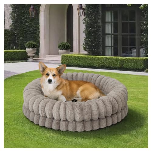 BALANCE Luxury Donut Dog Bed, 30 Inches Round Dog Bed Medium Size Dogs Washable, Orthopedic Calming Dogs Bed for Pets with Anti-Slip Bottom, Oatmeal