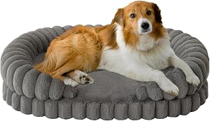 BALANCE Calming Dog Bed for Large Sized Dogs, 36 Inches Oval Washable Pet Bed with Sides, 