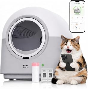 HHOLOVE Self Cleaning Litter Box Automatic with Safety Sensors, Odor Control, Real-Time He
