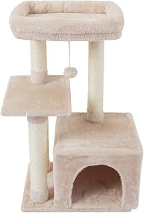 FISH&NAP Cute Cat Tree Kitten Cat Tower for Indoor Cat Condo Sisal Scratching Posts wi