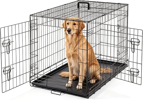 DUMOS Dog Crate, 36 Inch Medium Double Door Dog Cage with Plastic Leak — Real-world performance testing in action