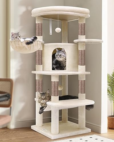 Globlazer Corner Cat Tree, 51in Curved Series Modern Cat Tower for Ind — Our recommended configuration for best results