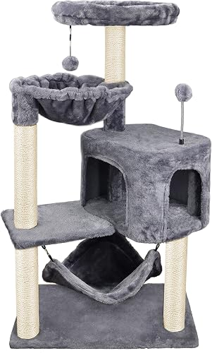 YUNIQUE Cat Tree with Cat Condo and Big Hammock, Grey — Side-by-side comparison of top picks in this category