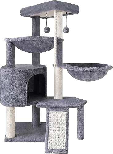 Xin Cat Tree Tower with Hammocks,Condo,Rope Ladder,Scratching Posts,Gr — Build quality and design details up close