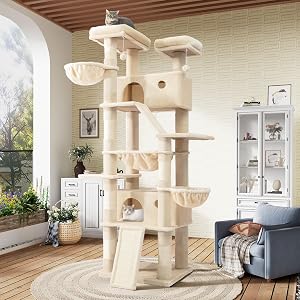 SHA CERLIN 81in Multi-Level Tall Cat Tree Tower for Indoor Kitties/Larger Cat Condo Furnit