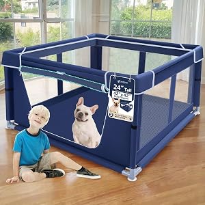 XVISHX 42x42 Inches Puppy Playpen with Gate, Dog Playpen for Puppies or Small Dogs, DogFen