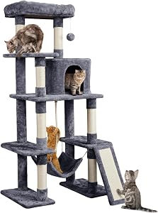 Yaheetech 63in Large Cat Tree for Heavy Cats up to 22lbs, Anti-Wobble Tower with Condo &am