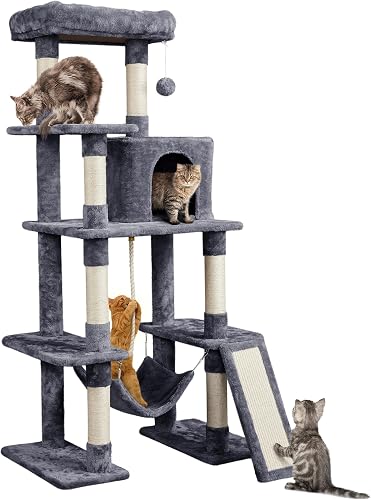 Yaheetech 63in Large Cat Tree for Heavy Cats up to 22lbs, Anti-Wobble — Real-world performance testing in action